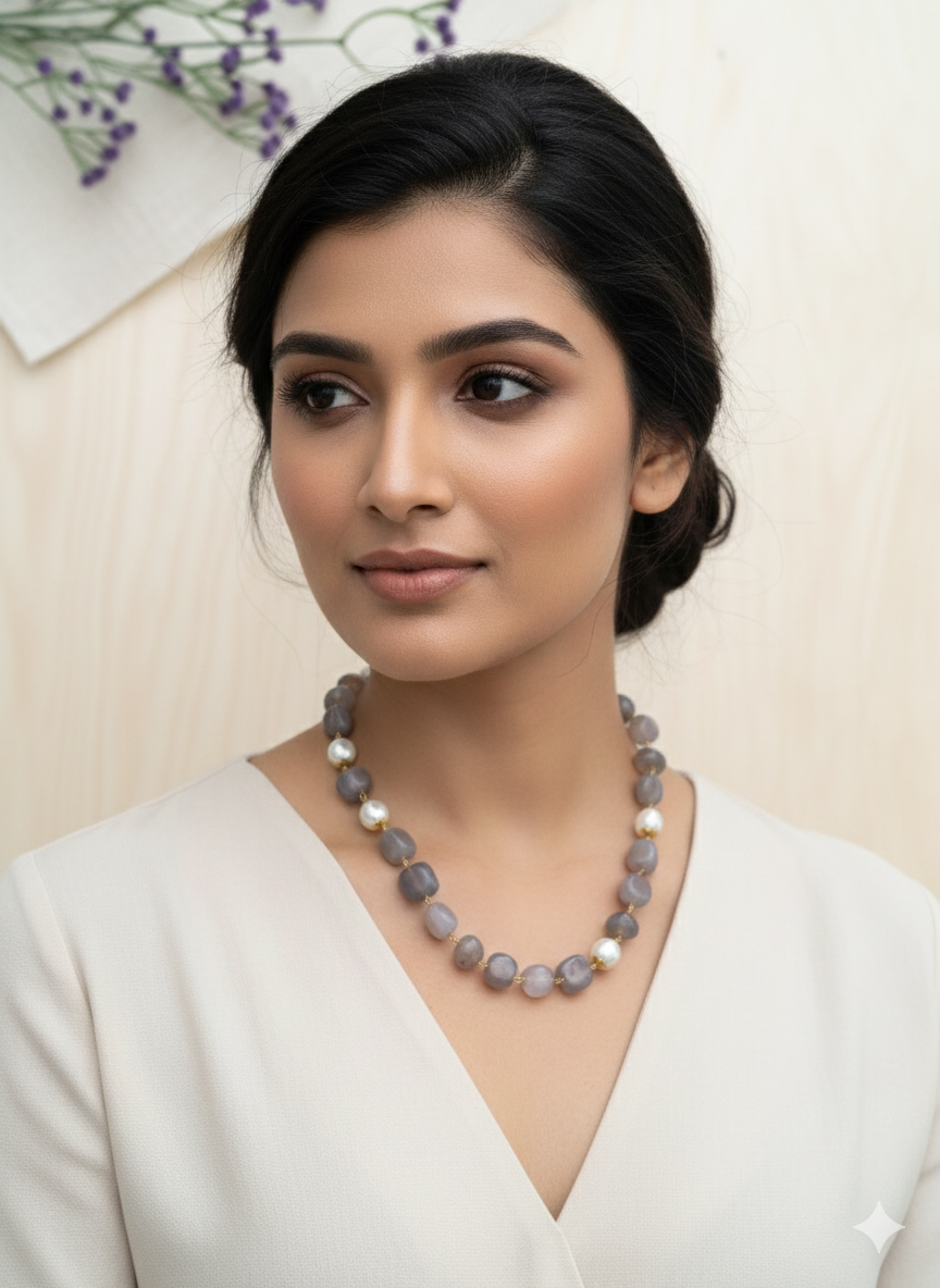 Agate Pearl Beaded Necklace