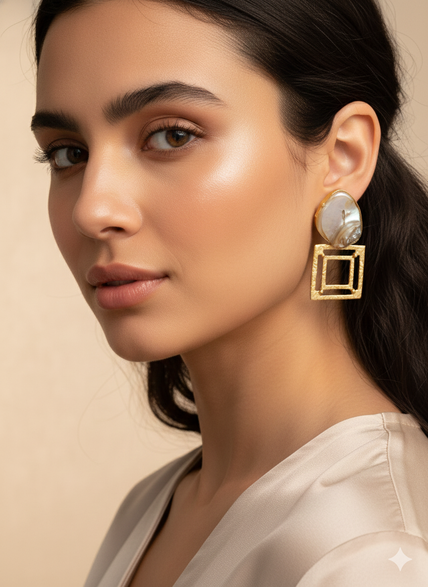 Pearl Geometric Earrings