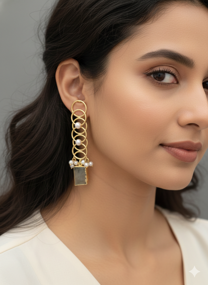 Aquamarine Multi Circle Drop Earring