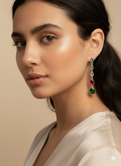 Multicolor Crystal  Drop Earrings