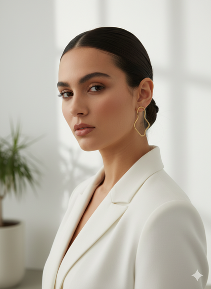 Abstract Gold Hoop Earrings