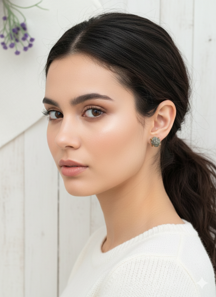 Raw Stone Stud Earrings