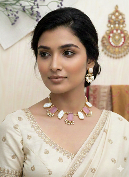 Blush Pearl Statement Necklace Set