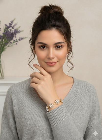 Pearl Flower Cluster Bracelet