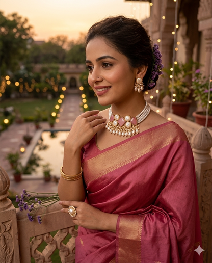Blush Pink Pearl Statement Jewelry Set | BlissByTakshvi