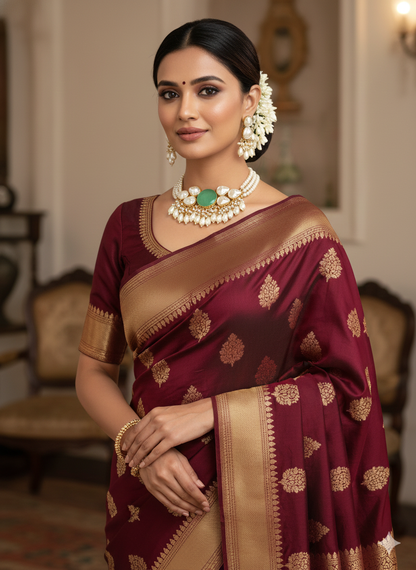 Green Stone  Pearl Layered Necklace Set