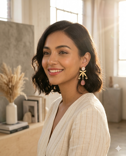 Floral Gold Drop Earrings | BlissByTakshvi