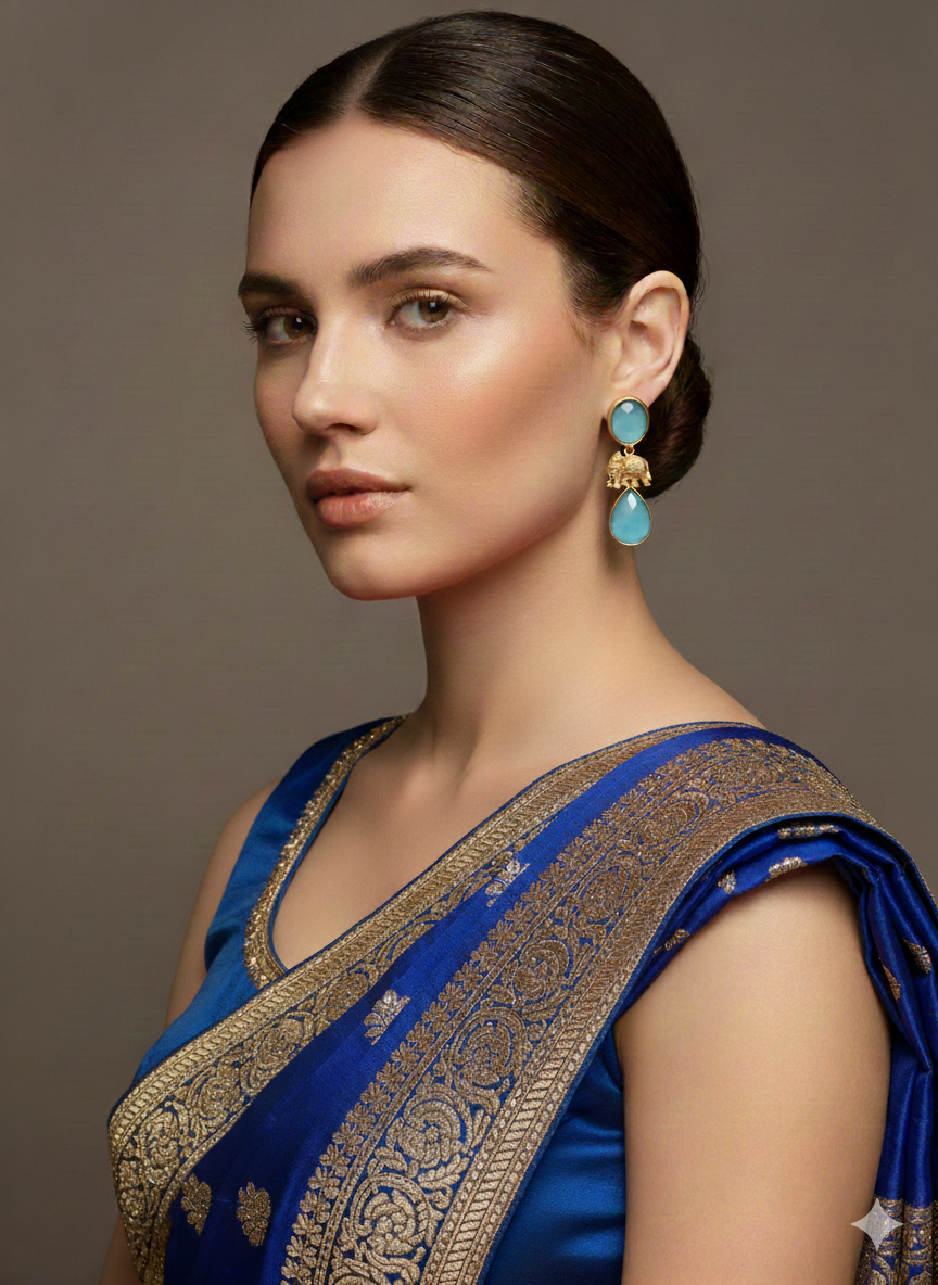 Ethnic Drop Earrings with Elephant Motifs