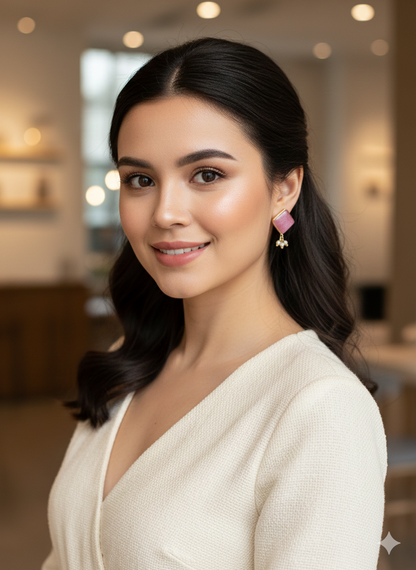 Amber Square Stud Earrings