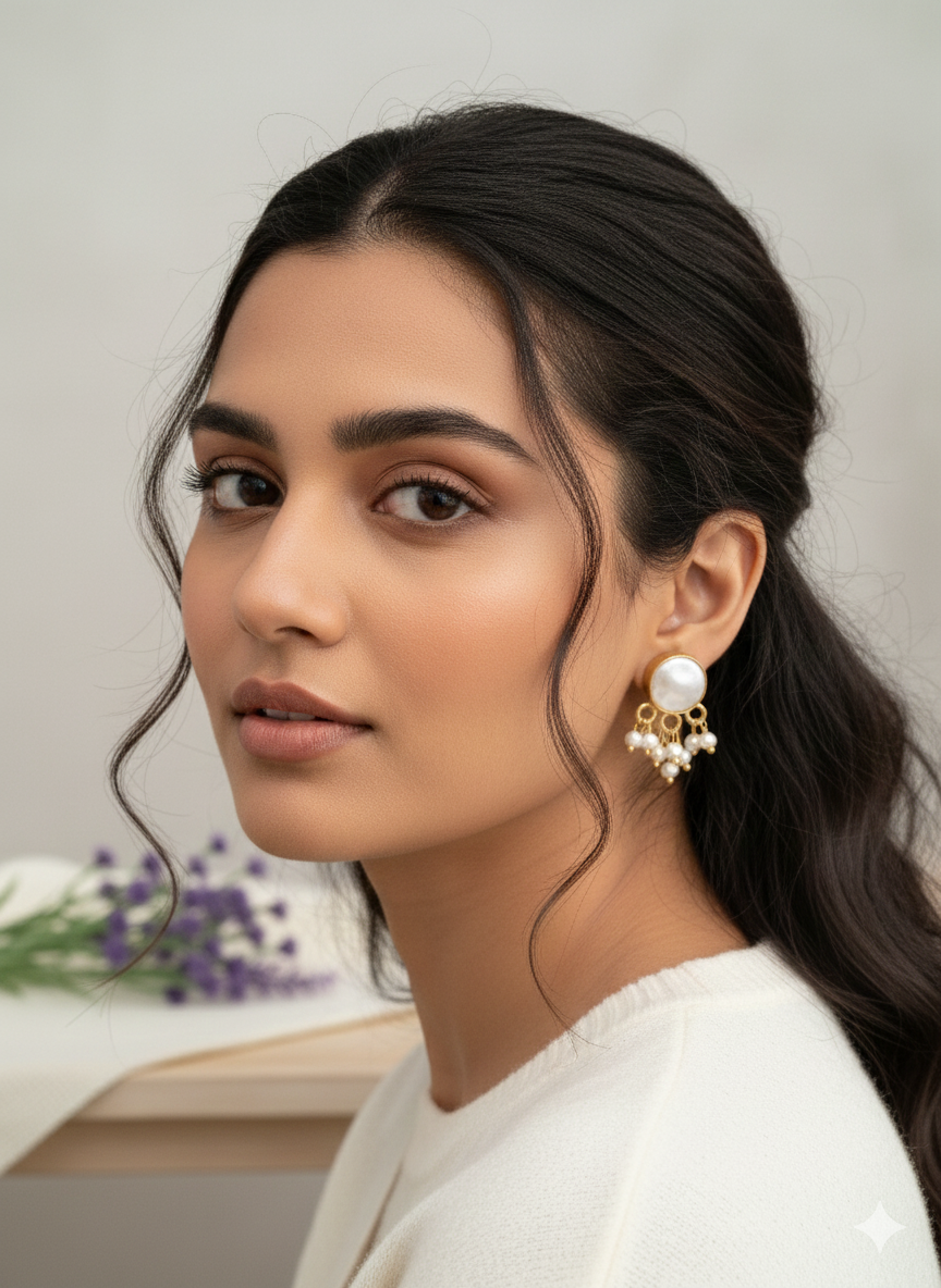 Pearl Cascade Stud Earrings