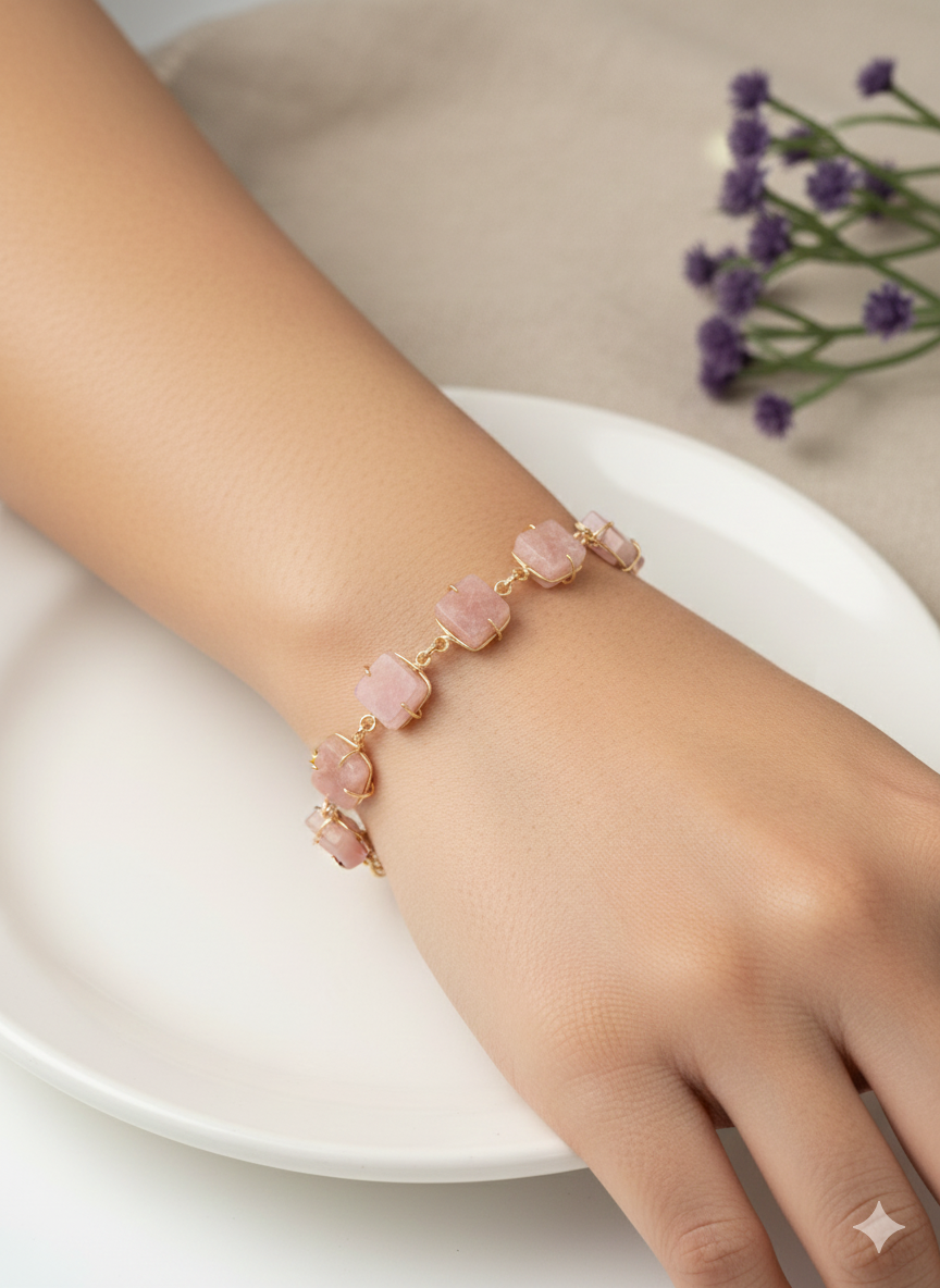 Emerald Raw Stone Link Bracelet