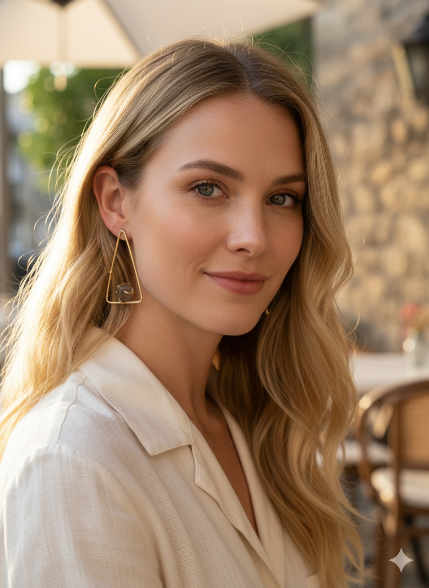 Boho Raw Crystal Triangle Earrings | BlissByTakshvi