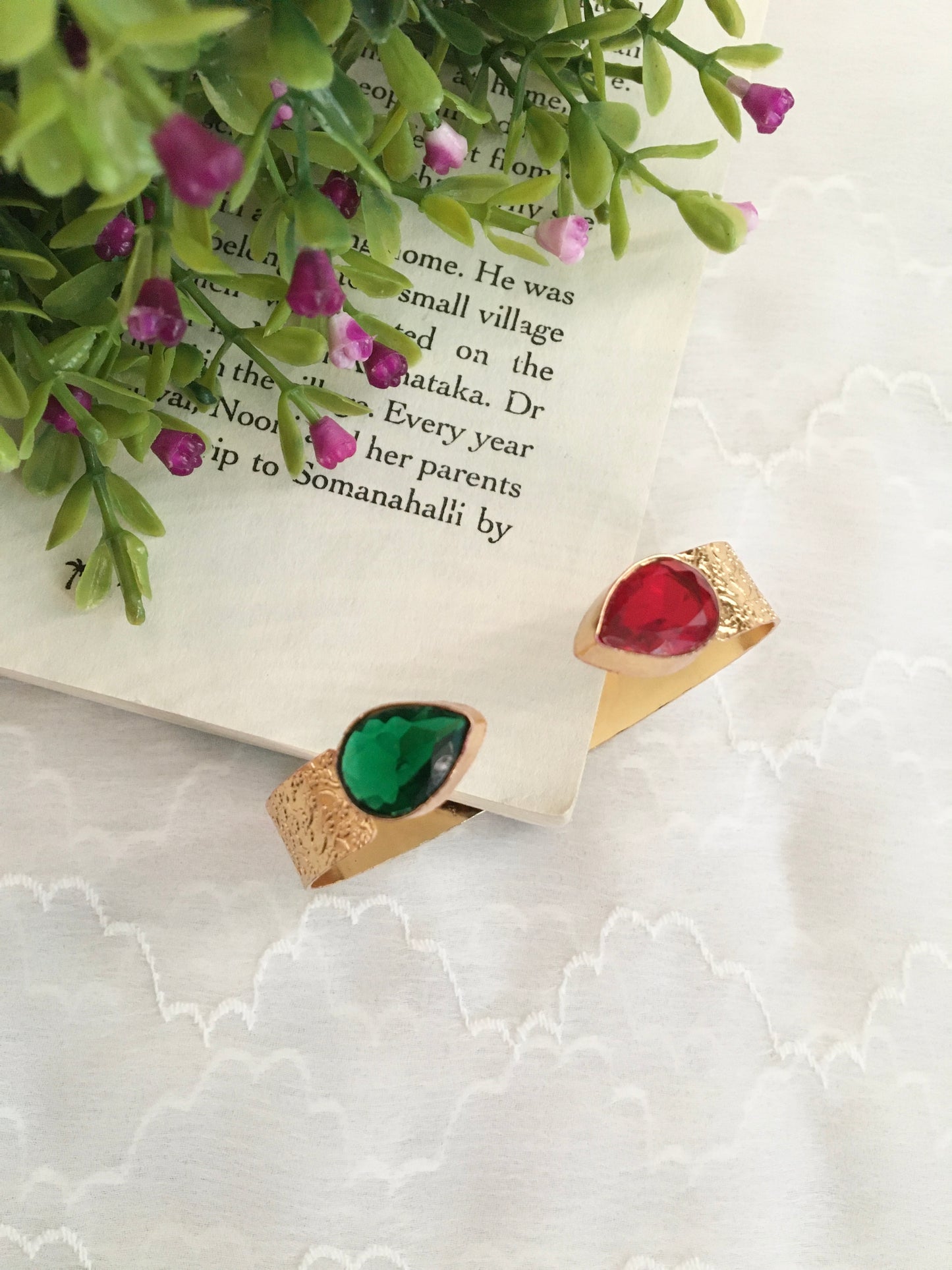 Reagan Red & Green Open End Bracelet