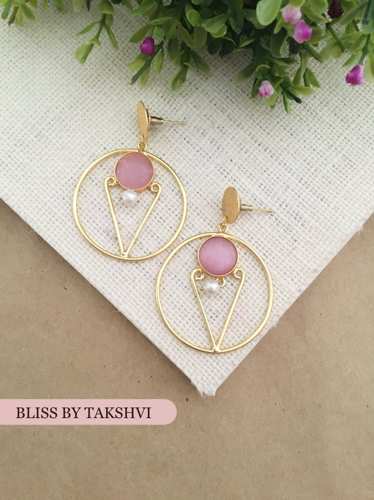 Lipi Golden Round Drop Earring