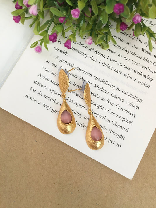 Layla Golden Druzy Stone Drop Earring