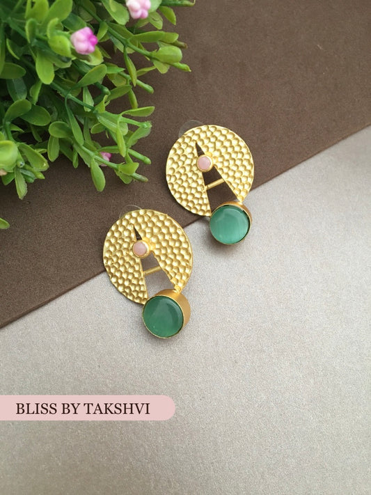 Sonakshi Golden Textured HammeredStud Earring