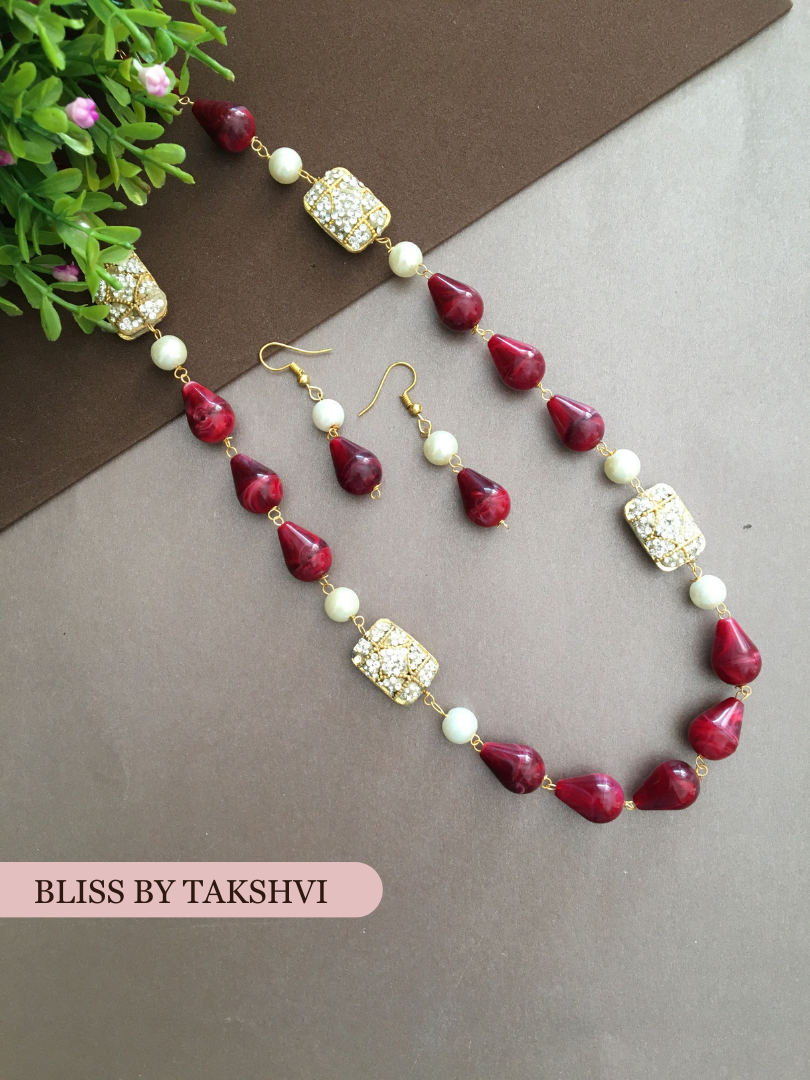 Pearl Drop Mala With Drop Earring