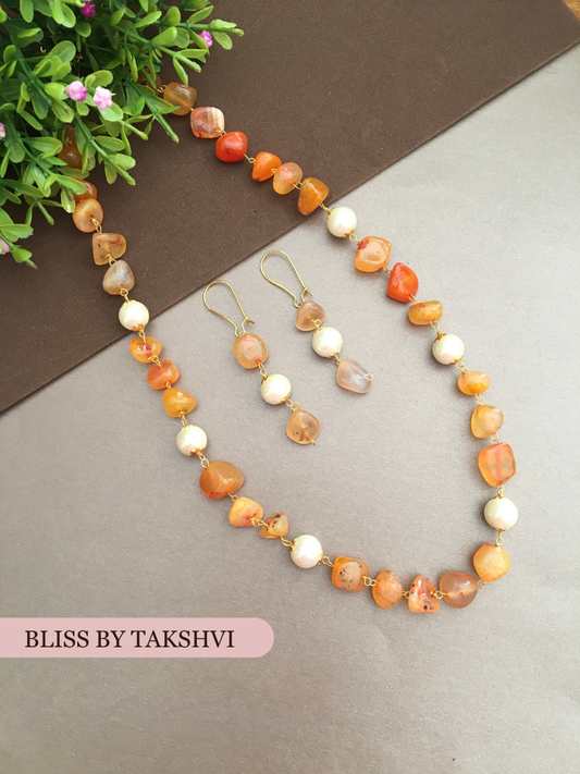 Glass Beads Multishade Mala With Earring