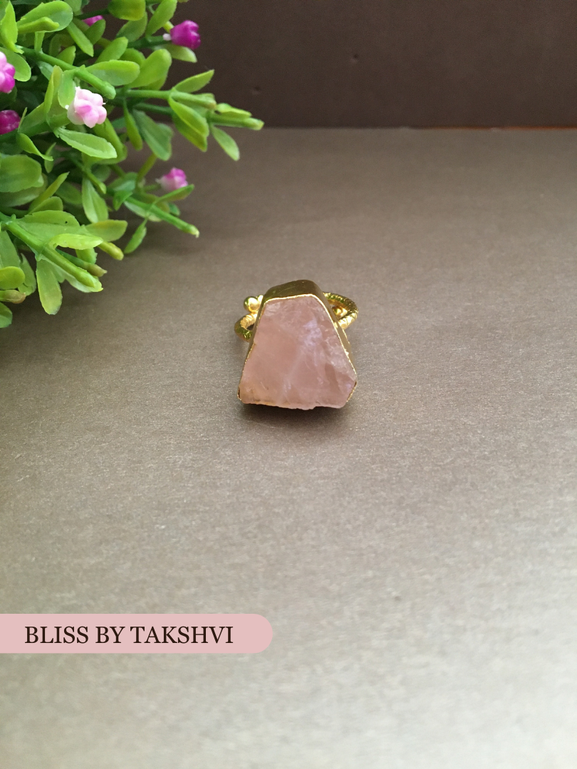 Golden Raw Uncut Stone Adjustable Ring