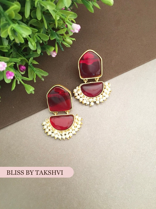 Aadya Dual Stone Golden Earring