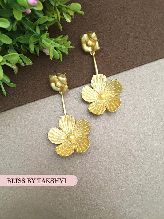 Golden Flower Drop Earring