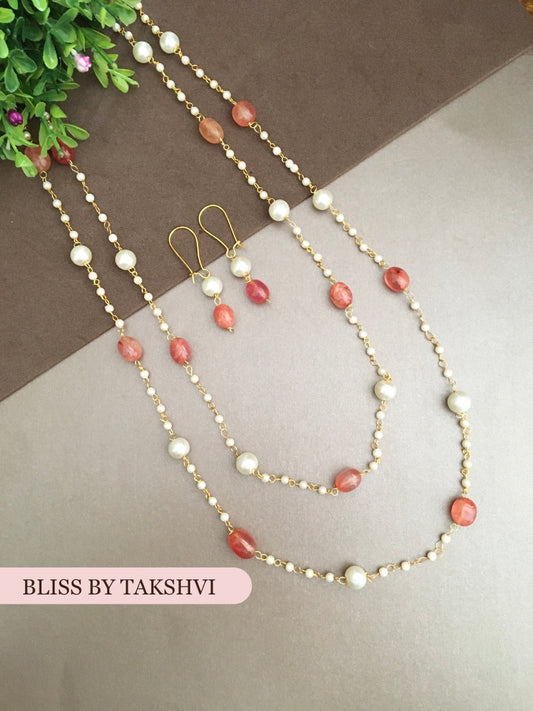 Golden Chain White Beads Double Layer Mala