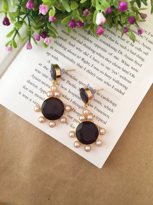 Iram Dual Stone Drop Earrings