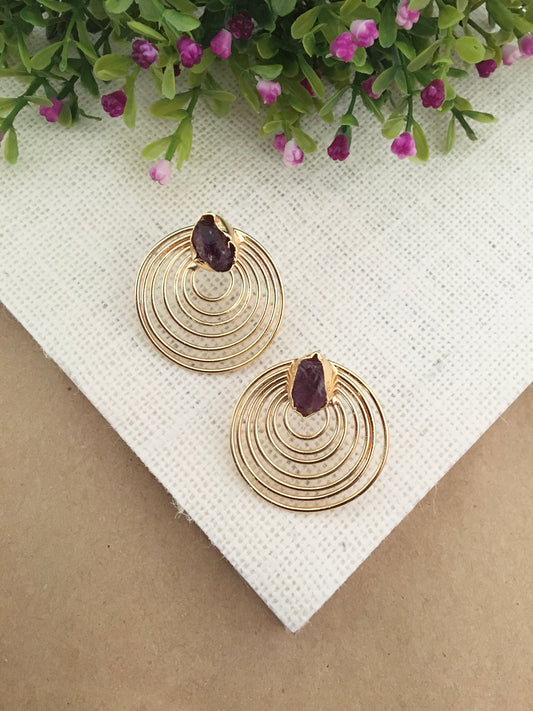 Gulrang Round Raw Stone Earring