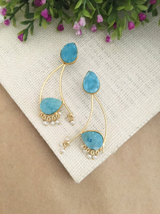 Tulip Drop Down Druzy Earrings