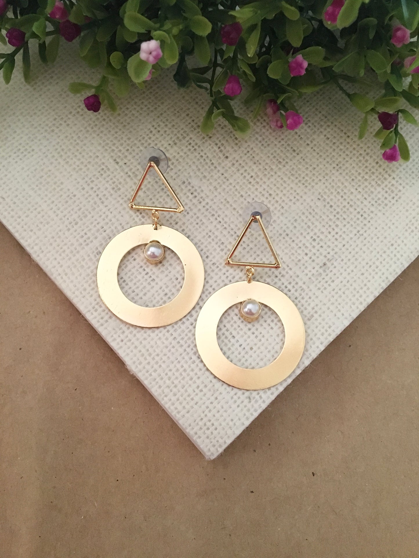 Rehana Golden Circular Earring