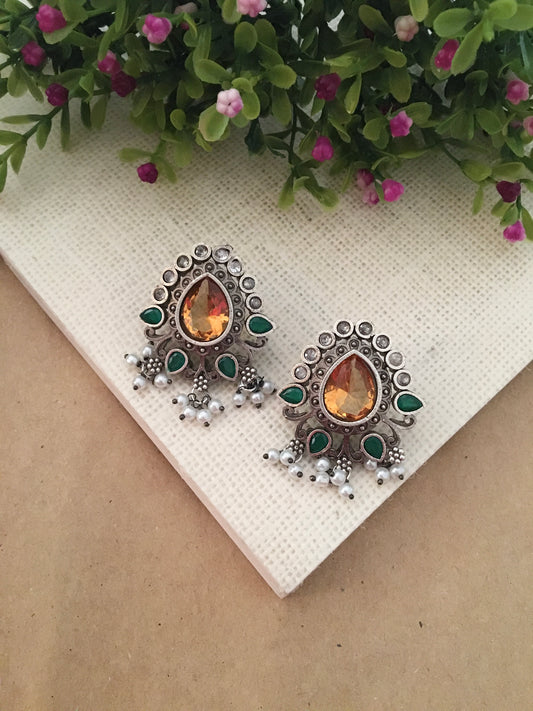 Priyam Silver Oxidixed Stud Earrings