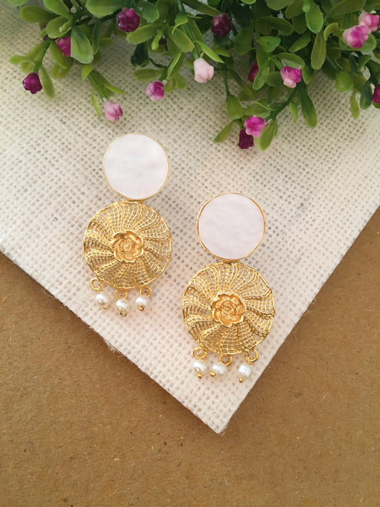 Mishka Golden Flower Stud Earrings