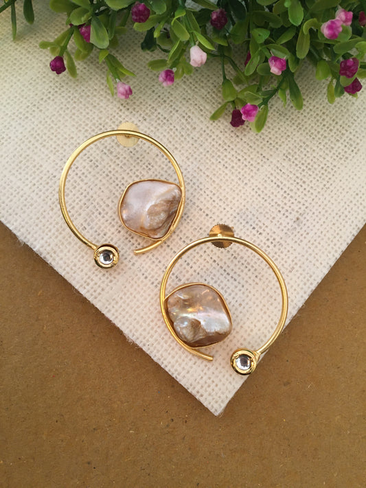 Parnika Semi Circle MOP Stud Earrings