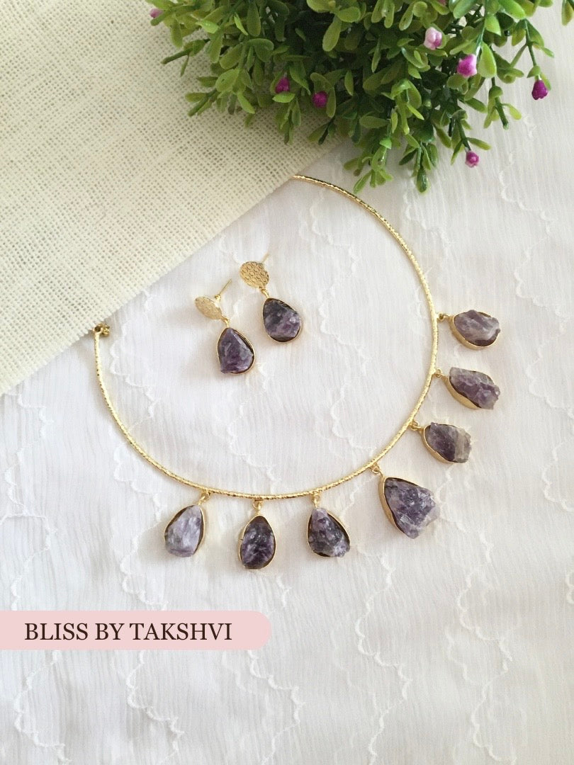 Rushika Agate Stone Hasli Set