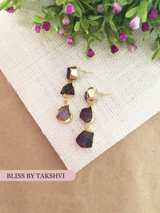 Kiah Raw Stone Drop Earrings