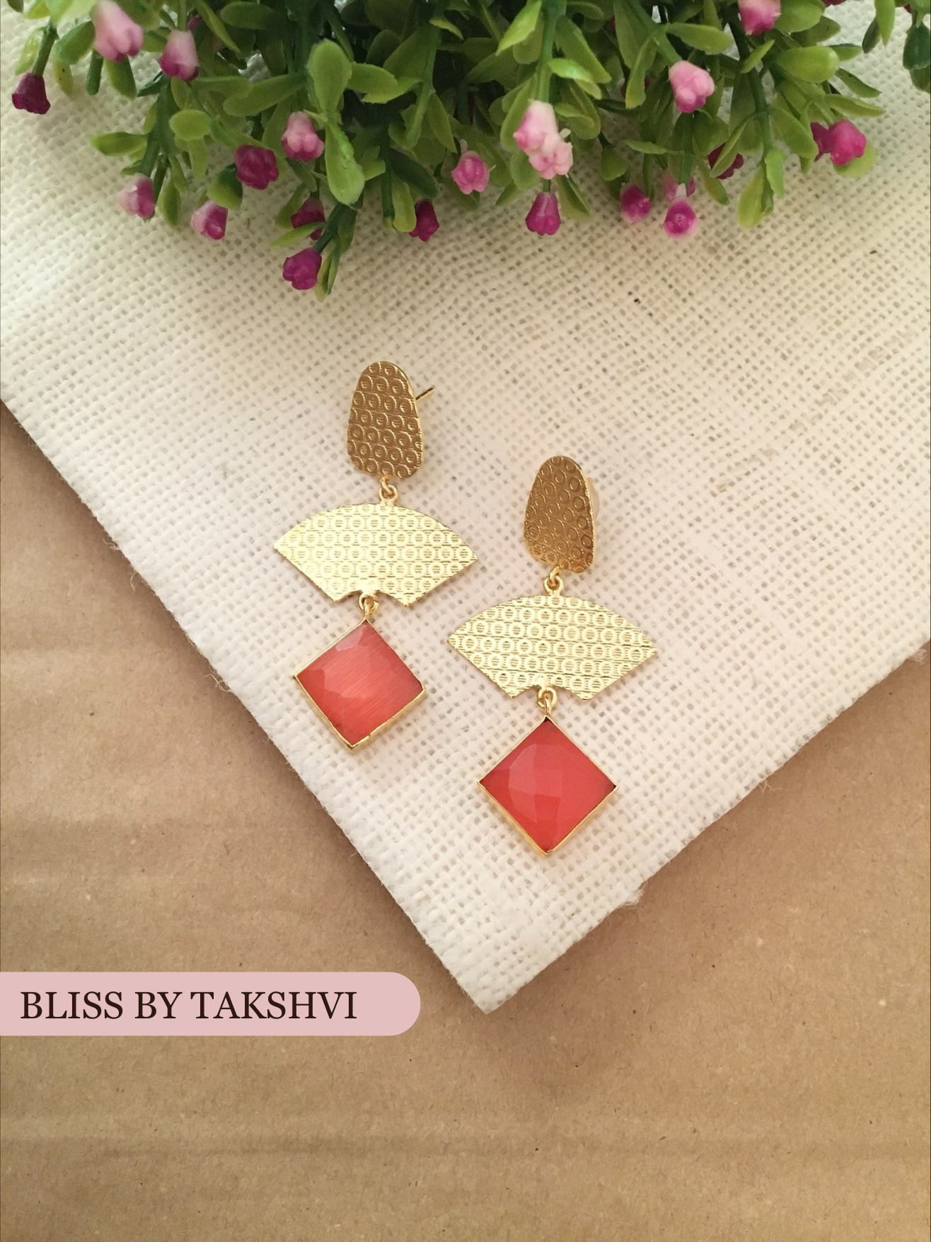 Trishala Golden Earrings