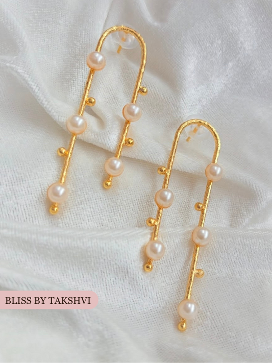 Long Inverted U Shaped Pearl Earring
