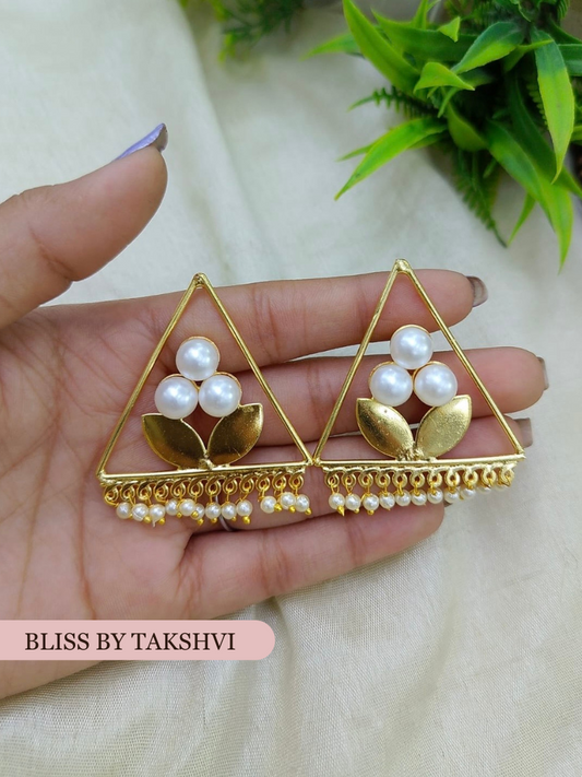 Reva Three Stones Triangle Earring