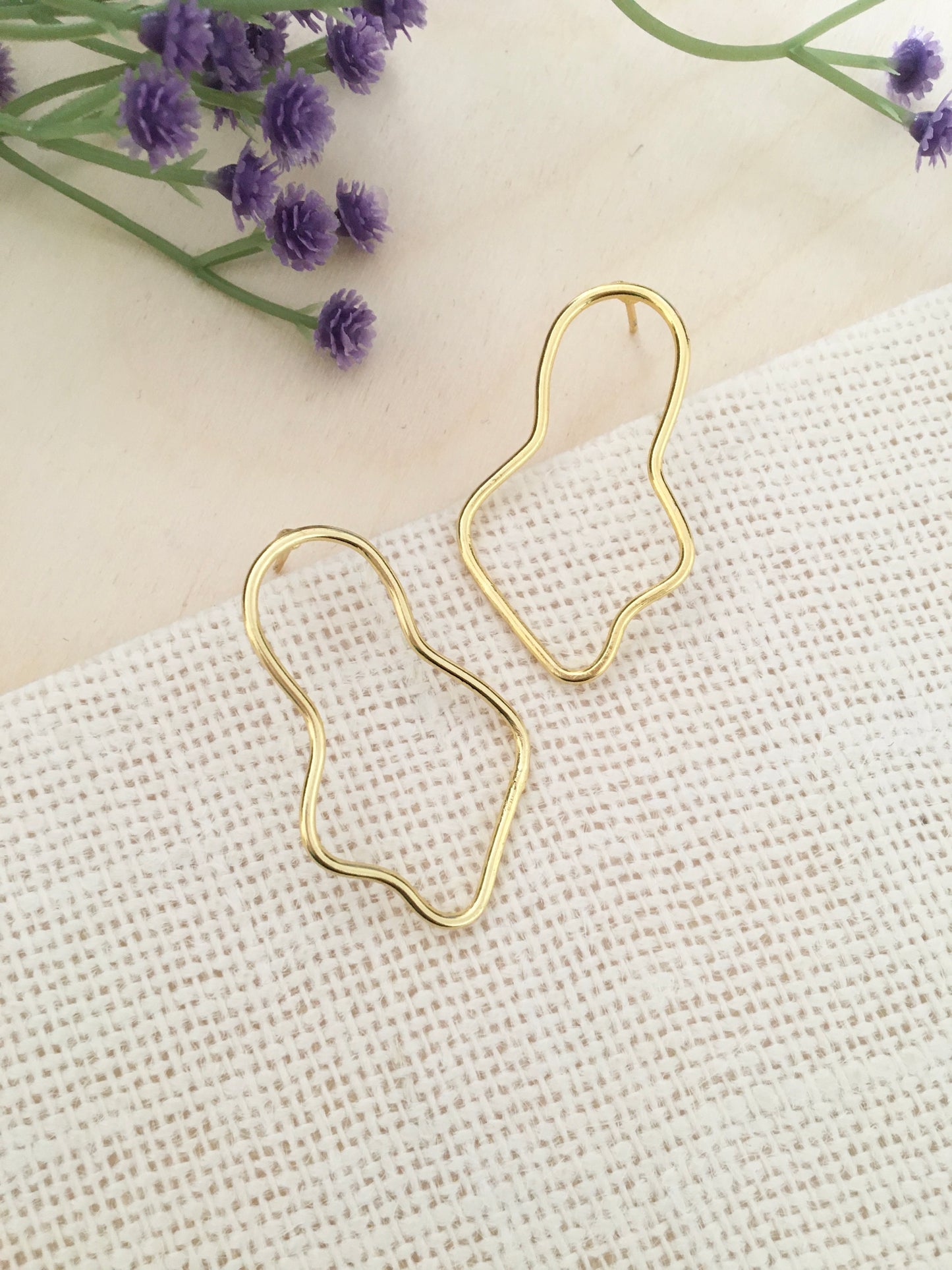 Abstract Gold Hoop Earrings