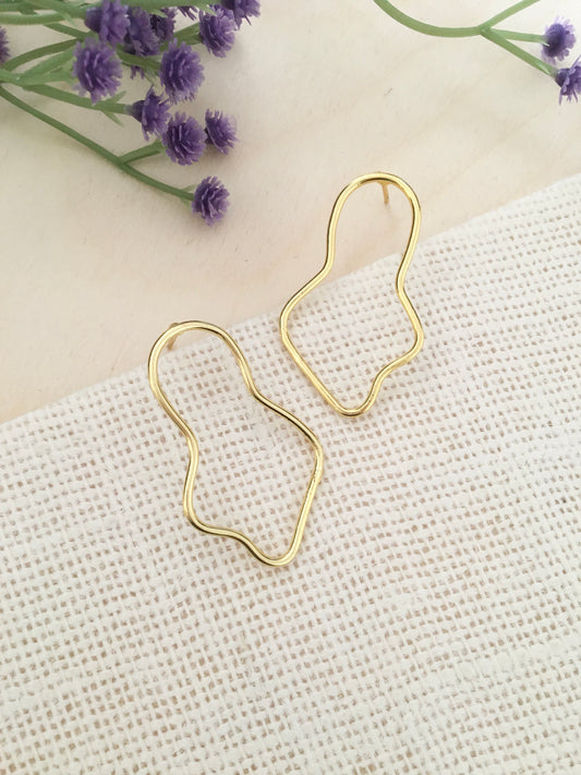 Abstract Gold Hoop Earrings