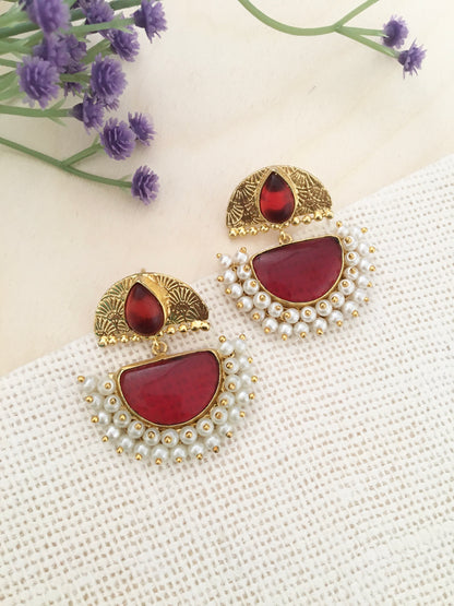 Half-Moon Pearl Drop Earrings