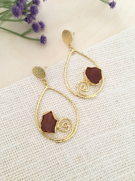 Garnet Swirl Statement Earrings