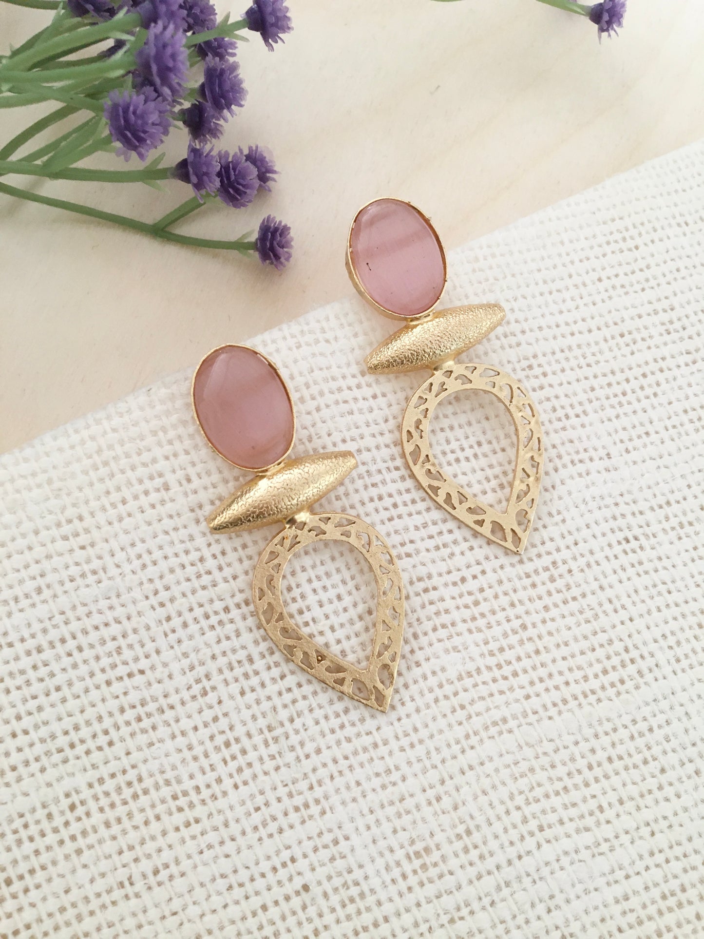 Oval Filigree Drop Earrings