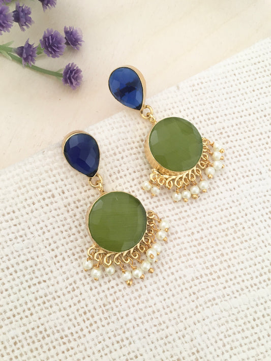 Sapphire & Olive  Drop Earrings