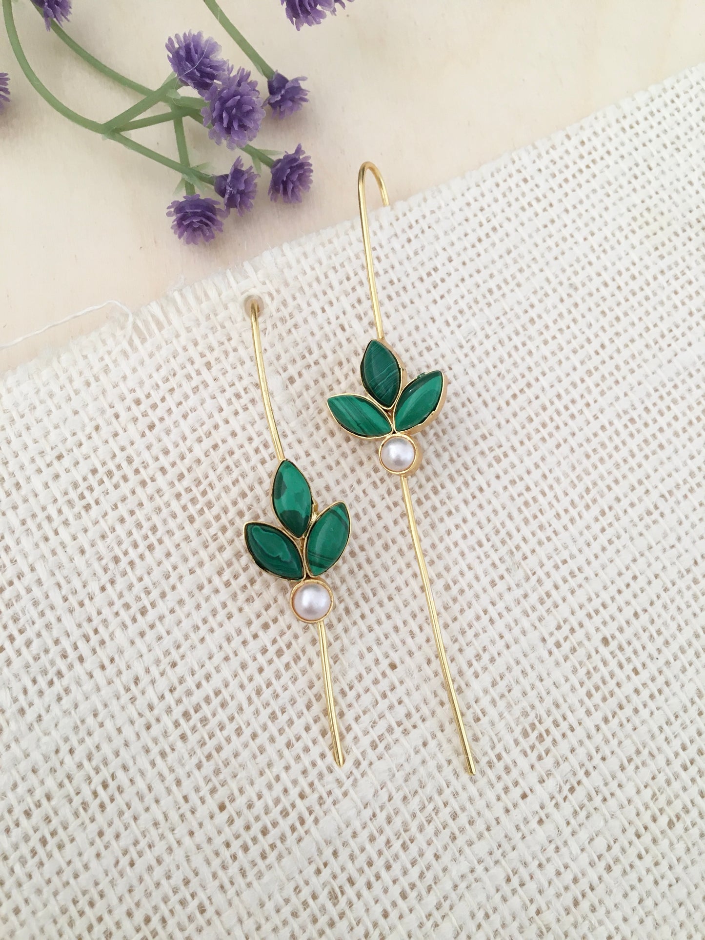 Leaf Trio Stone Earring