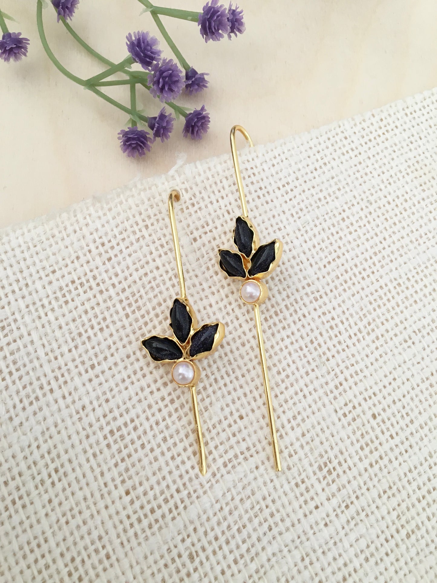 Leaf Trio Stone Earring