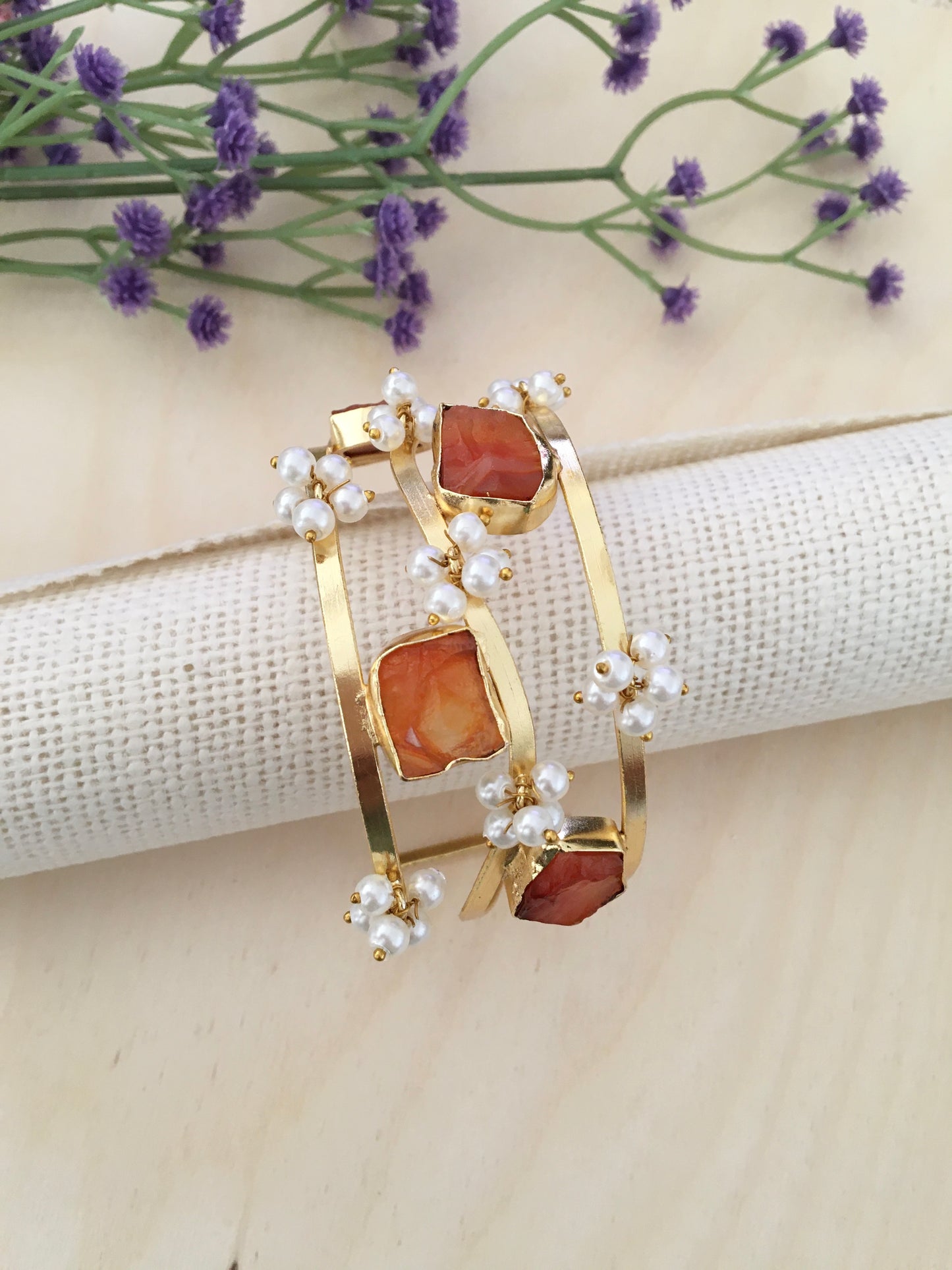 Raw Stone Cuff Bracelet