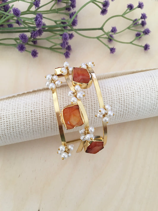 Raw Stone Cuff Bracelet