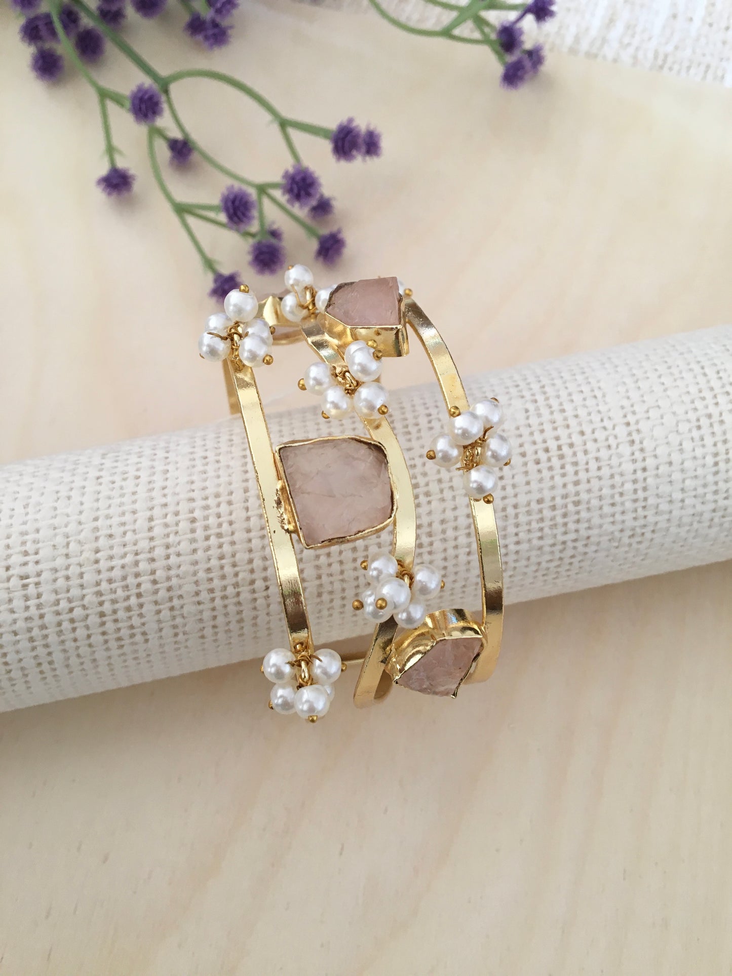 Raw Stone Cuff Bracelet