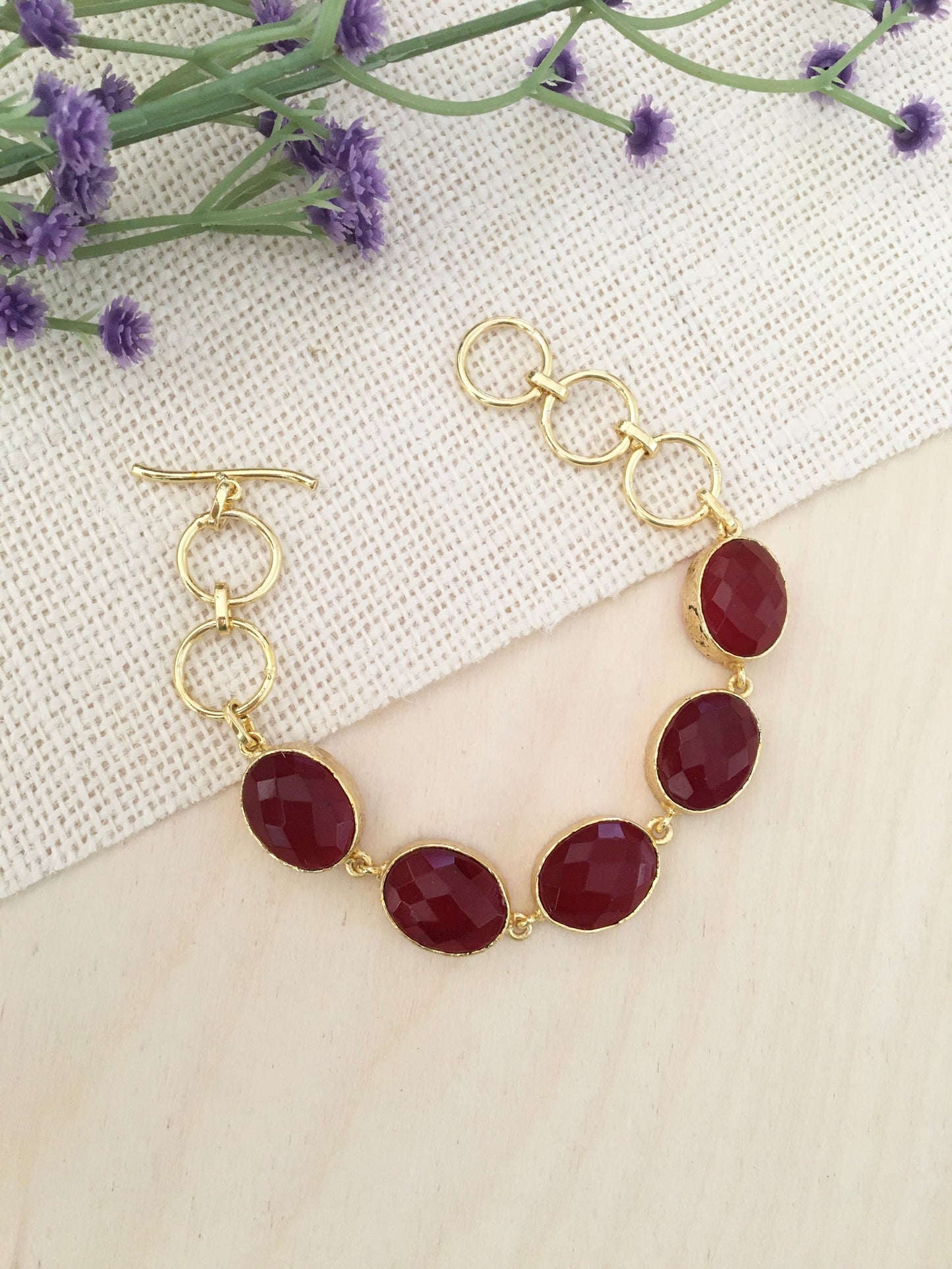 Faceted Stone Link Bracelet